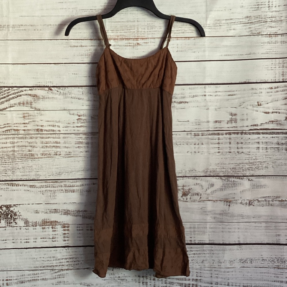 Chic Brown Midi Dress with Spaghetti Straps